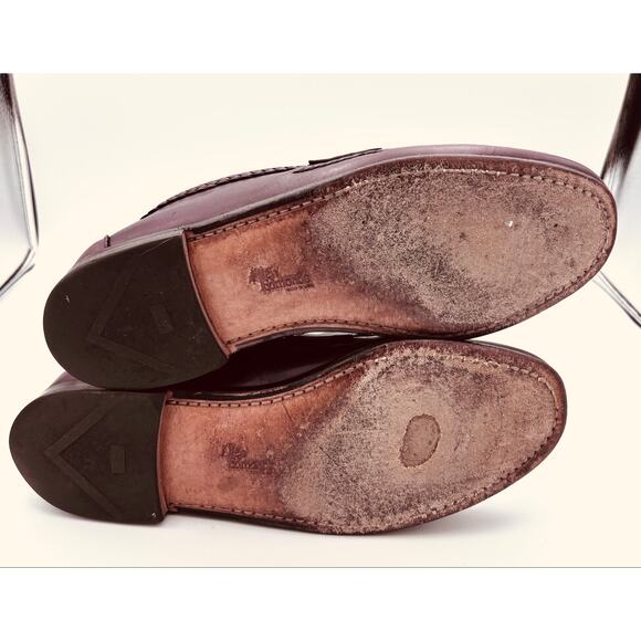 Allen Edmonds Newcomb Leather Burgundy Woven Braided Trim Loafers Size 11.5 D